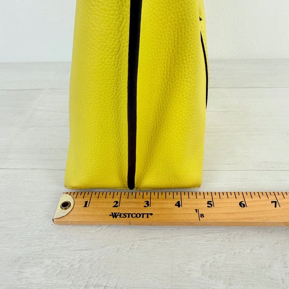 Tory Burch Perry Small Tote Womens Yellow Pebbled Leather Crossbody Bag